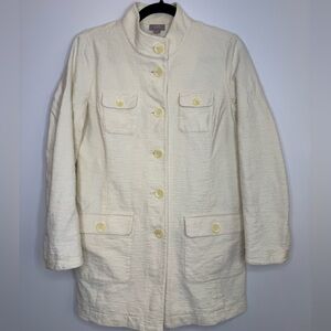 J Jill Beige Ivory Button Closure Casual Knit Coat